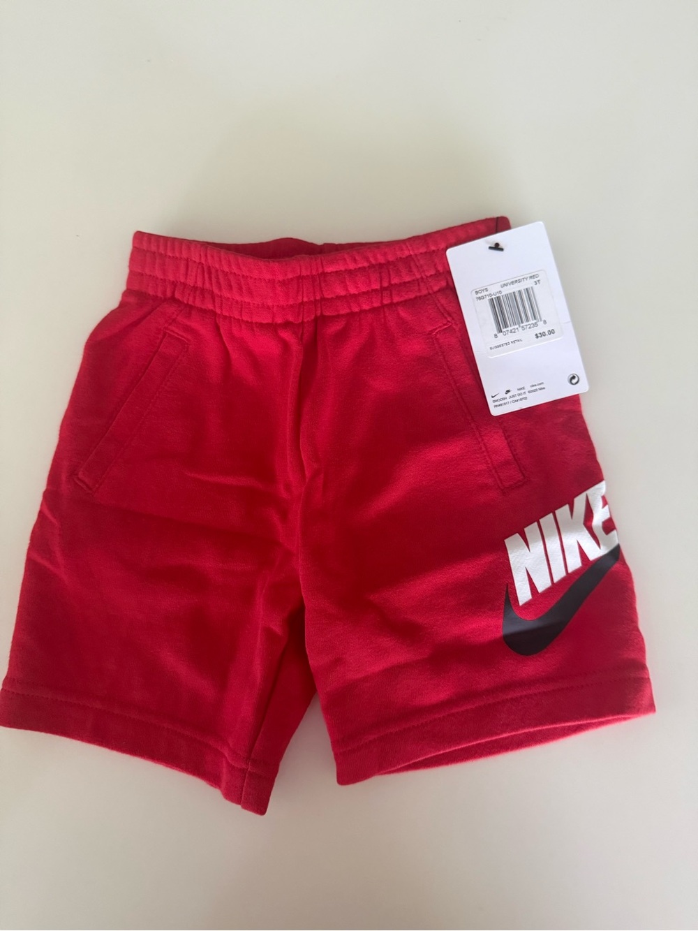Nike Red Kids' Logo Athletic Shorts, 3T, NWT
